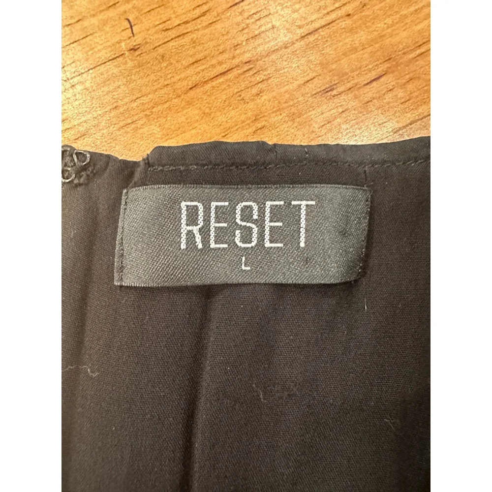 RESET Black Corset Mini Dress Size Large Goth Grunge Tulle - Picture 7 of 13